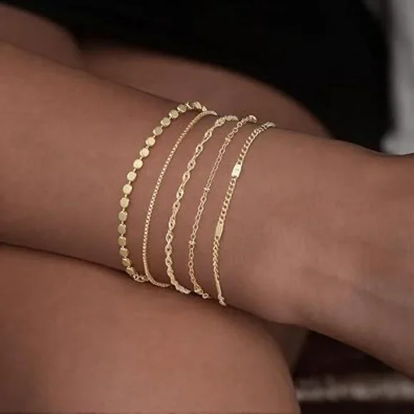 4 Women's 14K Gold Plated Bracelets Set Stunning Brand New !! - Picture 3 of 3